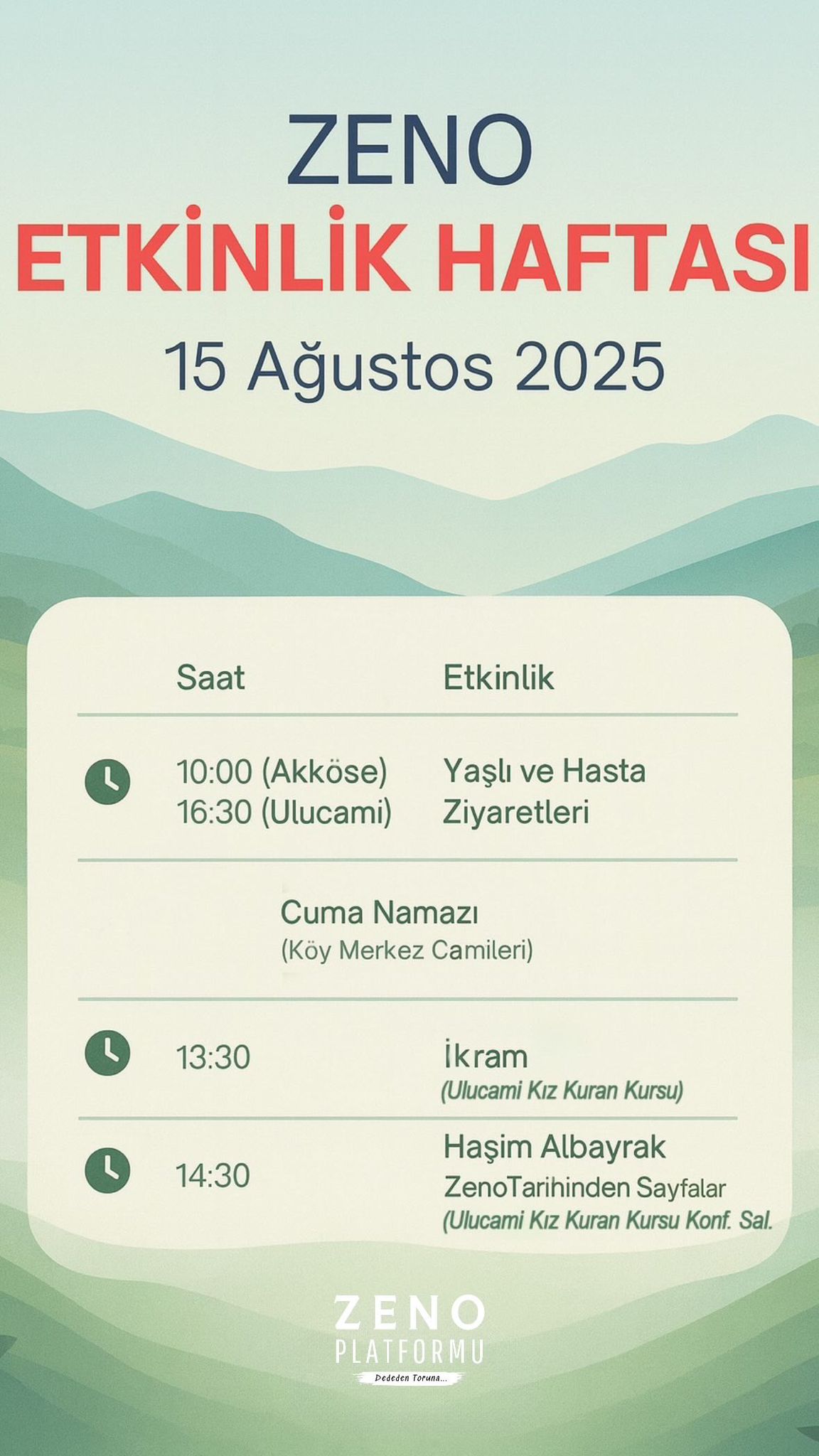 🎉 ZENO ETKİNLİK HAFTASI BAŞLIYOR! 🎉